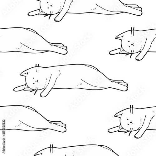やる気の無い猫柄。シームレス。