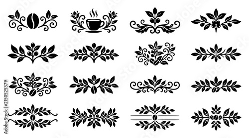Decorative Coffee Flourishes Isolated Vector Graphics