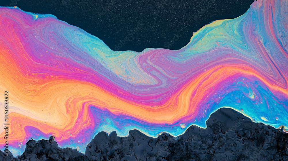 Obraz premium Colorful Oil Film with Organic Fluid Curves