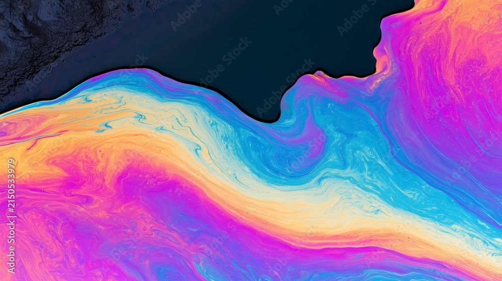 Obraz premium Iridescent Surface Pollution in Pink and Blue Tones