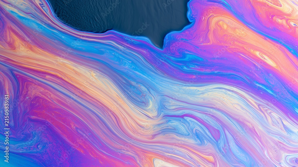 Fototapeta premium Swirling Oil Sheen with Purple Cyan and Peach Layers