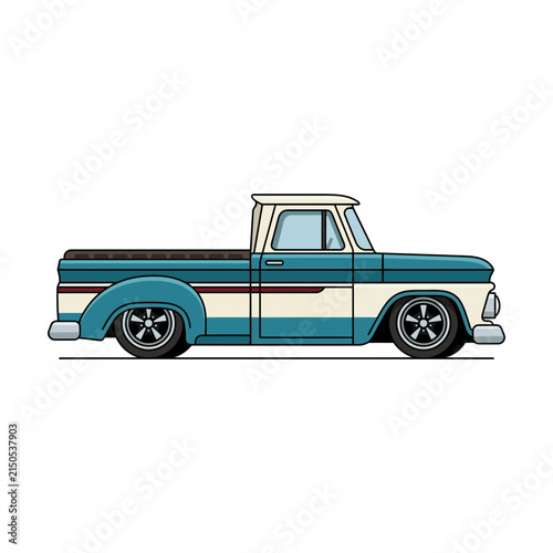 Vintage Pickup Truck Illustration - Classic Custom Hot Rod Vehicle