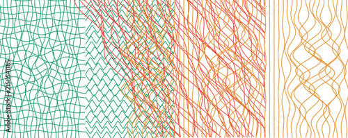 Bild auf Leinwand Abstract seamless background with interwoven wavy lines and crosshatched grid pa