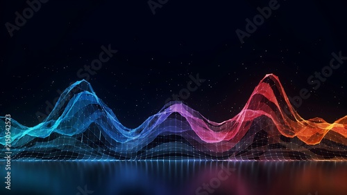 Futuristic Digital Wave and Data Visualization Technology Background