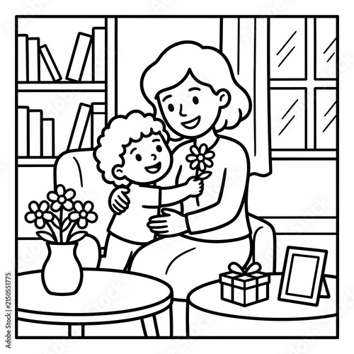Mother and Child Bonding Moment in Living Room.