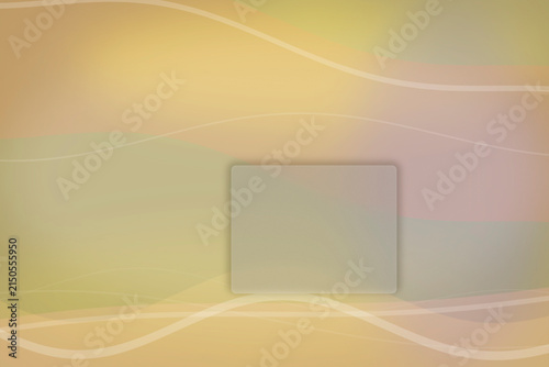 Obraz na płótnie Warm yellow and peach gradients with flowing wave lines cradle a centered rounded square placeholder, perfect for upbeat landing pages, UI mockups, or ads