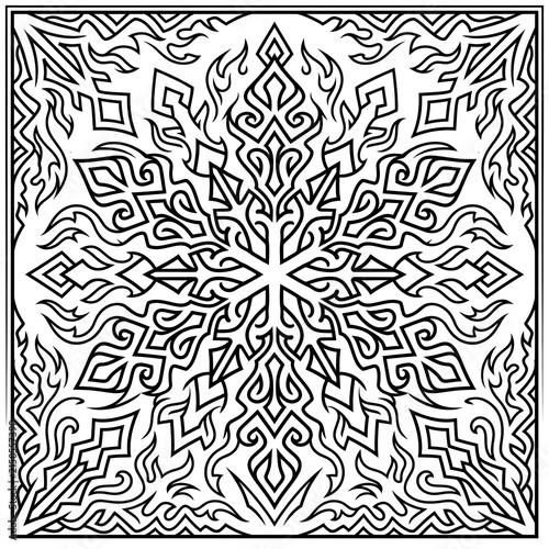 Intricate Black and White Snowflake Pattern Design for Winter Themes 1.
