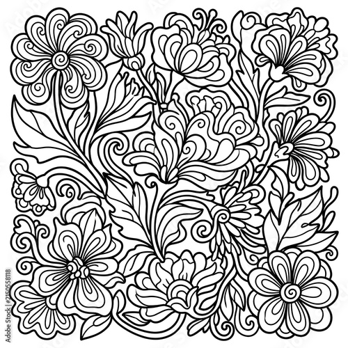 Intricate Floral Pattern Coloring Page for Adults and Kids.