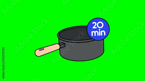 20 minutes cooking time pan recipe instruction animation HD 4K