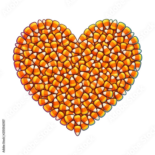 HeartShaped Arrangement of Corn Kernels for Love Theme.