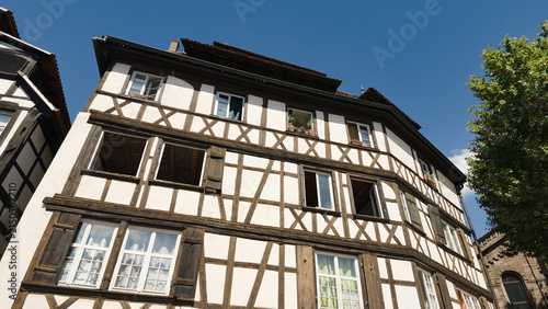 Fotografie Strasbourg half timbered architecture creating a unique traditional scene under