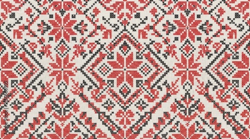 Ukraine pattern detailed red and black floral embroidery with ukrainian vyshyvanka embroidery