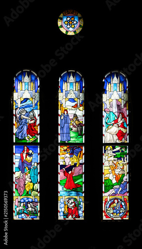 Colored paintings on the glass windows of the Western Cathedral of the Catholic Diocese of Tianjin