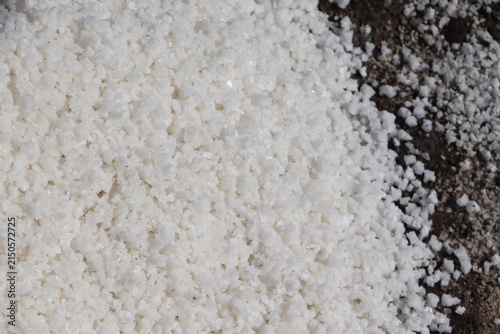 Obraz na plátne Traditional Asian Sea Salt Production with Freshly Harvested White Salt
