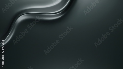 Abstract metallic wave flowing across a dark gray textured background.