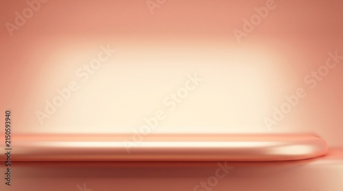 A smooth, metallic rose gold podium or display stand with a softly lit background.