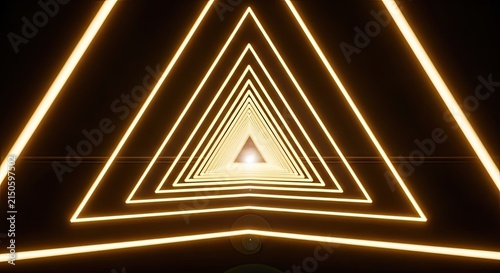 Glowing Gold Triangle Tunnel Abstract Background
