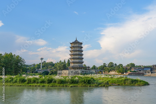 Yuantong Pagoda at Yuantong Ancient Town Chongzhou, Chengdu Sichuan China