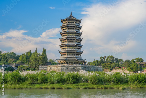 Yuantong Pagoda at Yuantong Ancient Town Chongzhou, Chengdu Sichuan China