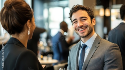 Businesspeople having a conversation at a business meeting