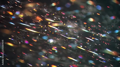 Colorful Glittering Light Particles on Dark Background
