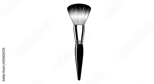 Makeup brush with flared bristles a black and white silhouette