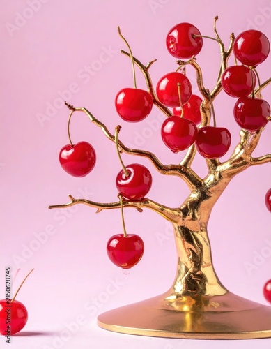 Golden Cherry Tree Decorative Fruit Display.