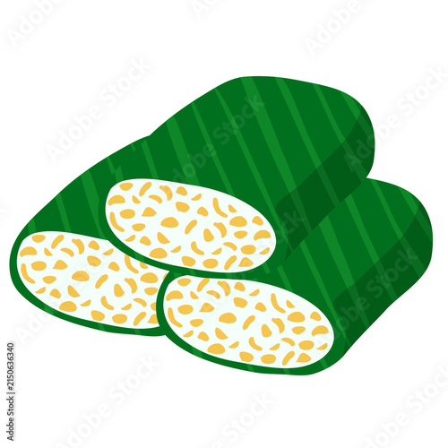 Fotografie Indonesian Tempeh Wrapped in Banana Leaf Vector Illustration PNG Isolated Transp