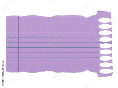 Purple notebook page strip with decorative edge cutouts isolated on transparent background for creative journaling