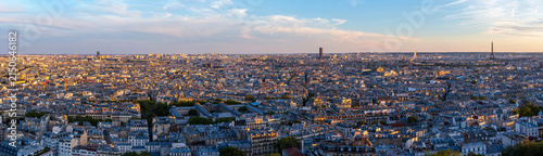 Photography Panoramic aerial view of Paris city skyline and landmarks, France