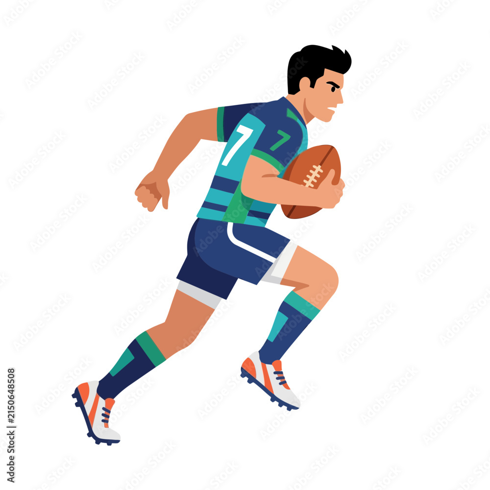 Obraz premium Rugby Player Running with Ball