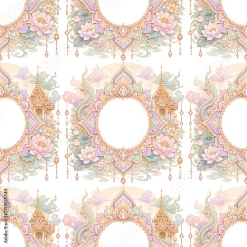 Elegant floral patterns with ornate, symmetrical frames