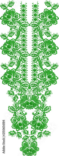 Green Floral Embroidery Neckline Design