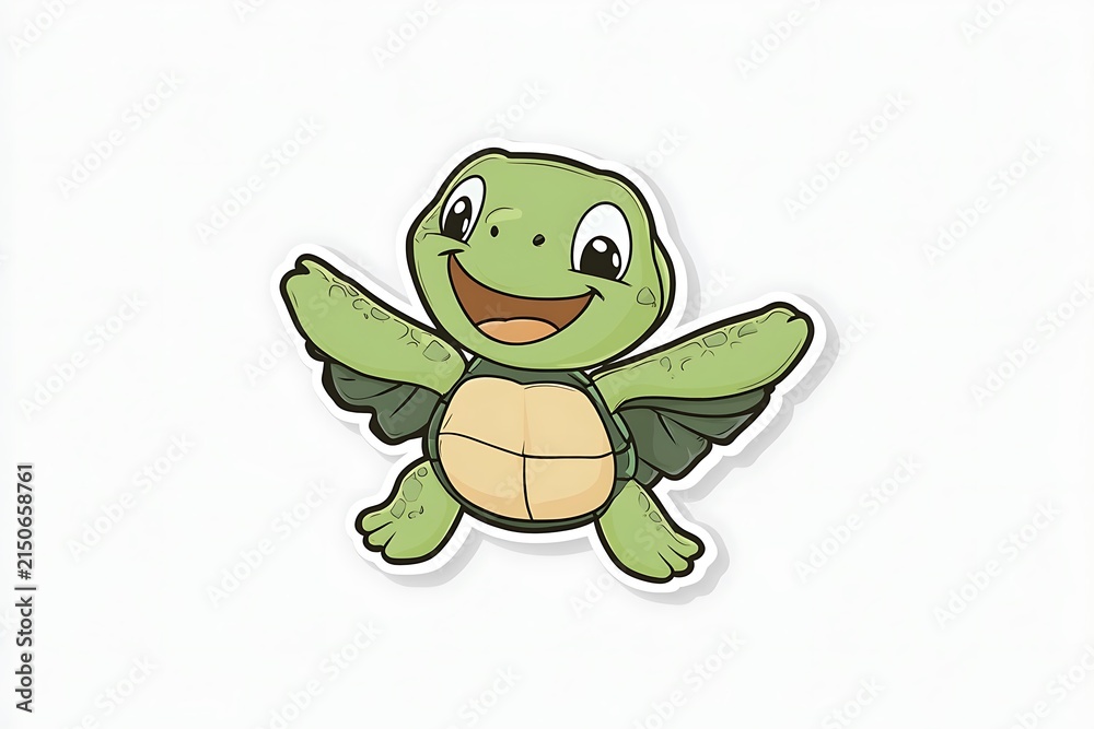 Fototapeta premium Happy turtle with wings raised