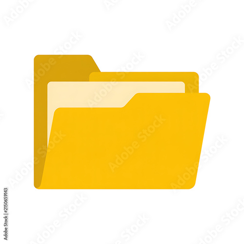 Yellow Folder Icon for File Storage and Document Management Isolated on Transparent Background