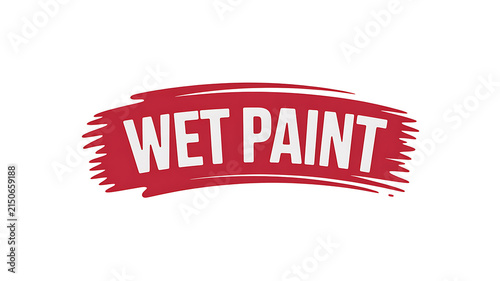 Red Wet Paint Brush Stroke Banner with Bold White Text Isolated on Transparent Background