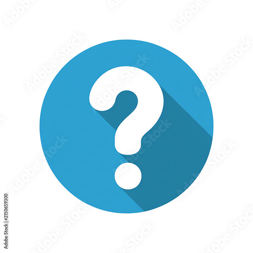 White Question Mark Symbol on Blue Circular Background Isolated