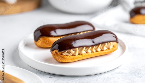 Assorted chocolate cookies on white plate.