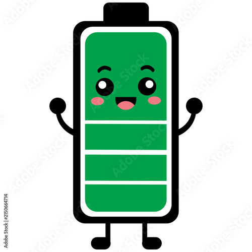 Cute Fully Charged Battery Mascot Character