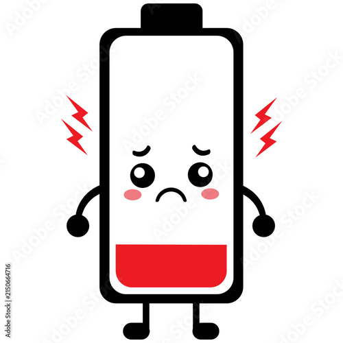 Cute Low Battery Mascot Character