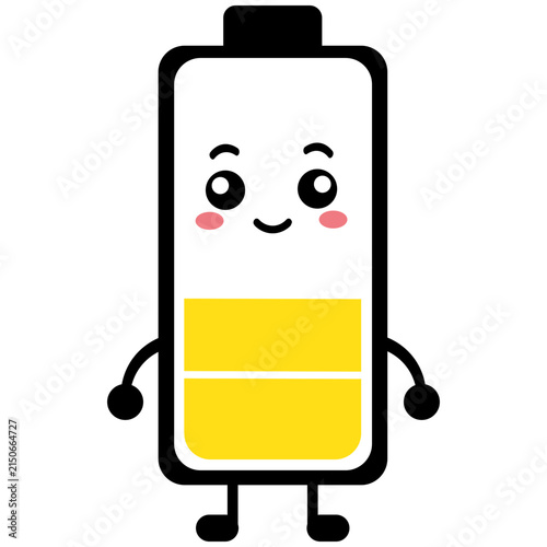 Cute Medium Charged Battery Mascot Character