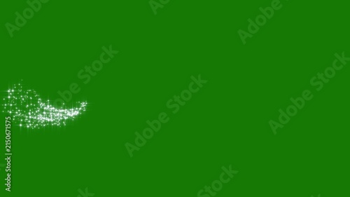 Shimmering white glitter stars line overlay, magic fairy dust wand trail animation, glowing starlight particle motion, fast sparkling doodle stars burst, seamless loop green screen effect. 4k