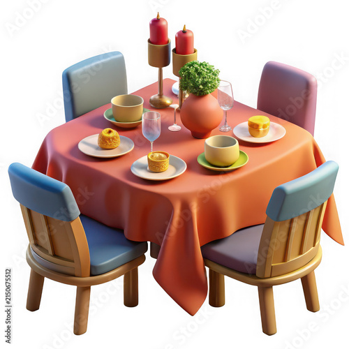 Family dinner table scene ready for a meal celebration transparent background