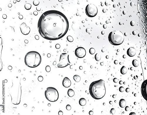 Close-up of water droplets on a transparent surface.
