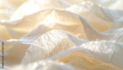 Soft light illuminates delicate, crinkled fabric folds.