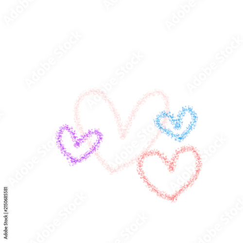 Colorful Glowing Heart Outline Set with Sparkle Effect Isolated on Transparent Background PNG