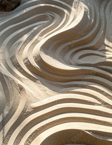 Intricate sand patterns create a calming visual texture.