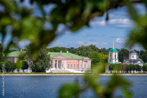 Photography Summer landscape of the Kuskovo estate with the Big Palace Pond, Moscow city in