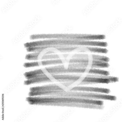 White Glitter Hand Drawn Heart Outline Isolated on Transparent Background PNG