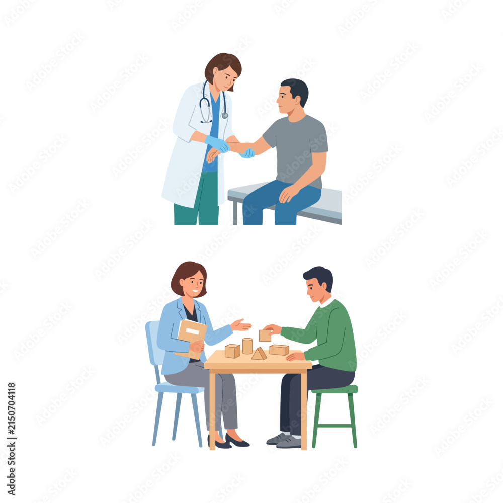 Obraz premium Professional Medical Consultation and Psychological Therapy Sessions Featuring Healthcare Experts and Patients
